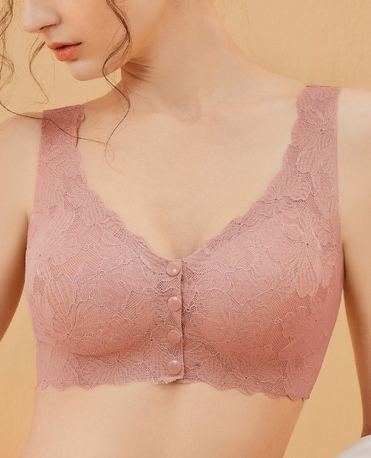Wireless Front Clasp Full Cup Bra – Seamless Lift, Breathable Comfort & Wide Straps #11557
