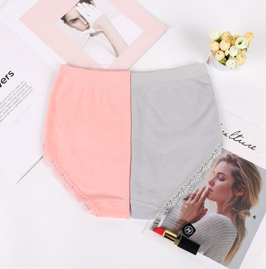 Seamless Stretchy Cotton Panties with Lace Trimmings #254