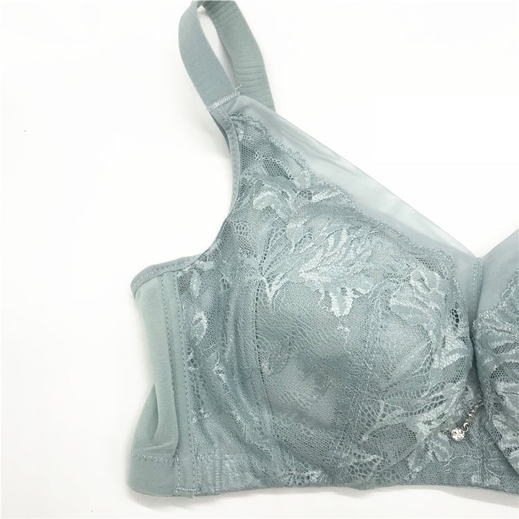 Side View of Blue Bra – Side profile of the blue wireless bra, showcasing the wide straps and sidebands.
