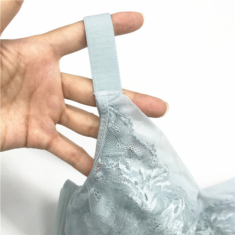 Adjustable Strap Close-Up – A zoomed-in view of the adjustable strap on the blue bra, demonstrating its anti-slip design.