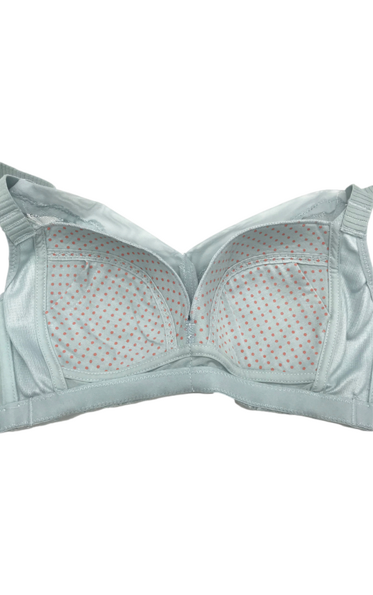 Blue Bra Close-Up of Cups – Detailed close-up of the bra's cups, showing the intricate floral lace pattern.