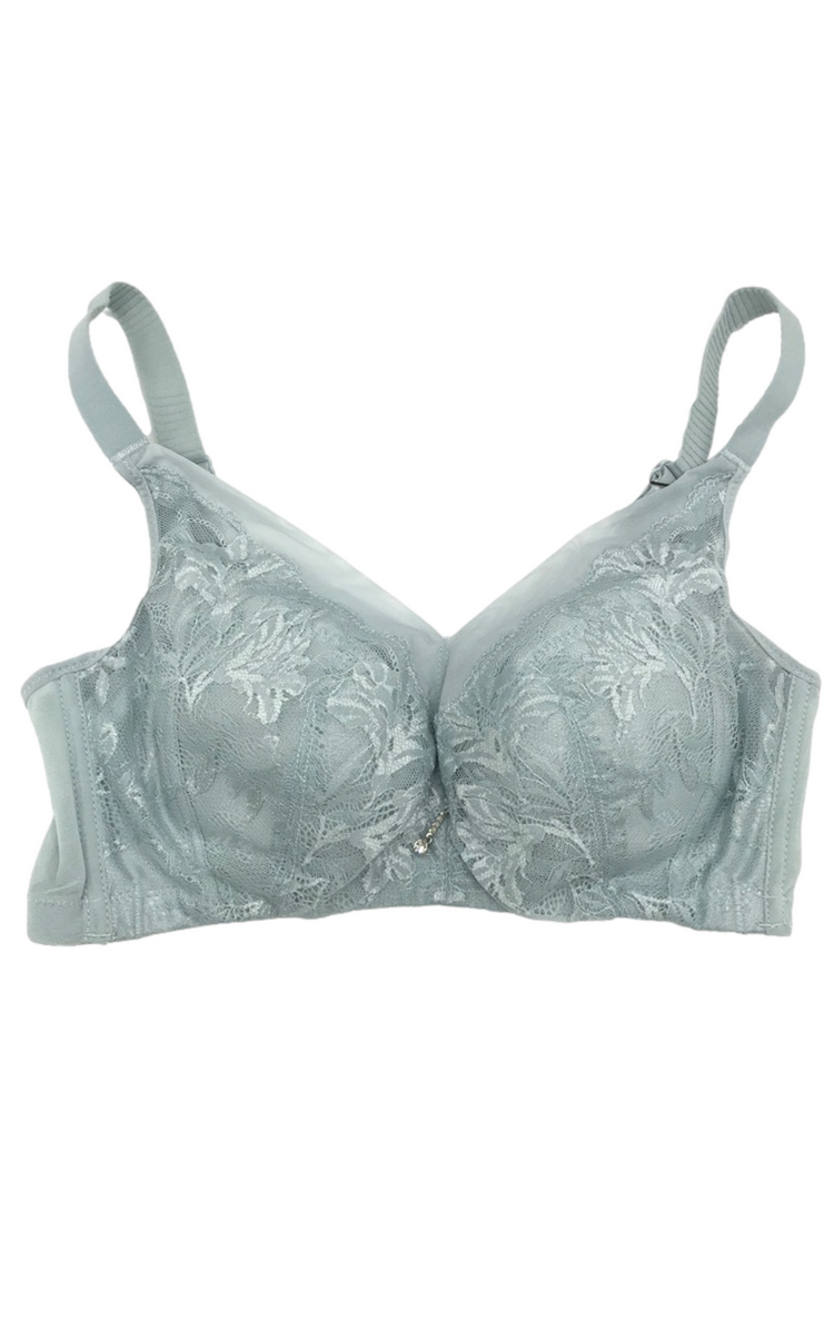 Blue Wireless Full Cup Bra Front View – A blue wireless full cup bra with a smooth contour design and wide adjustable straps, offering full support.