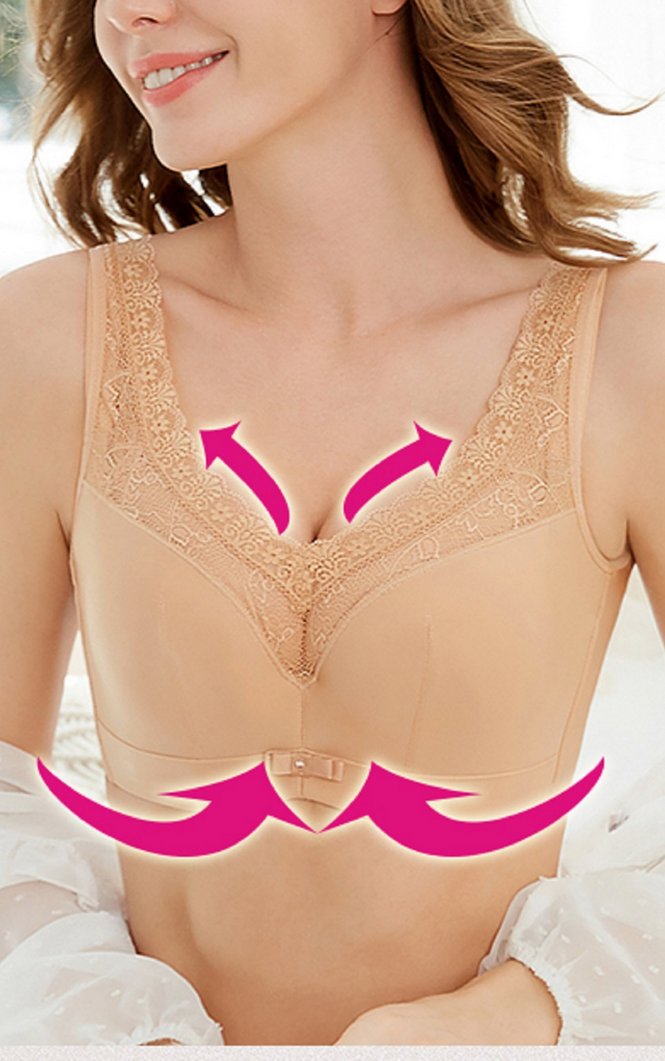 Bra showcasing the double anti-slip straps and supportive underwire, designed to offer optimal lift and comfort.