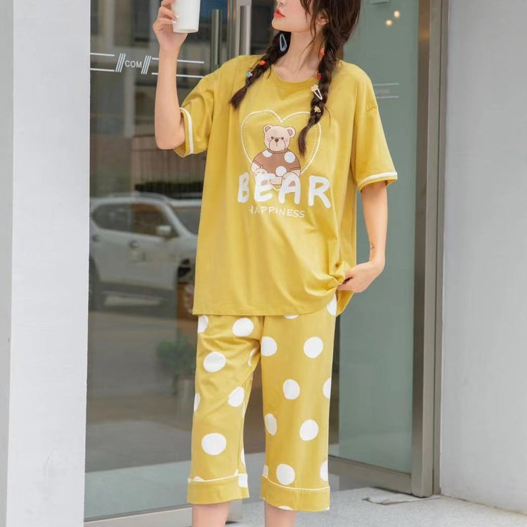 Oversized Happiness Bear Graphic Tee Pajamas #72139