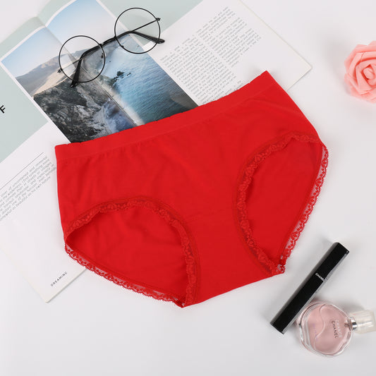 Cotton Panties for Women - Seamless Stretchy Floral Lace Trimmings Panty #949