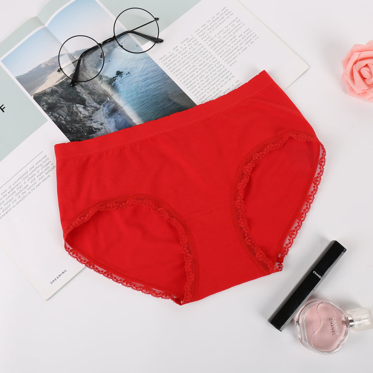 Cotton Panties for Women - Seamless Stretchy Floral Lace Trimmings Panty #949