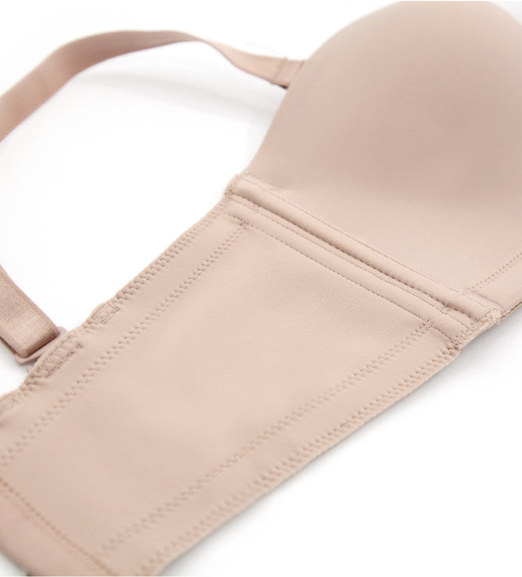 Zoomed-in view of the back smoothing band and strap closure.