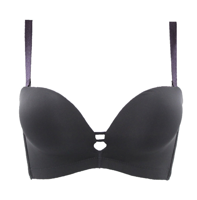 Simple black push-up bra with smooth cups and traditional straps.