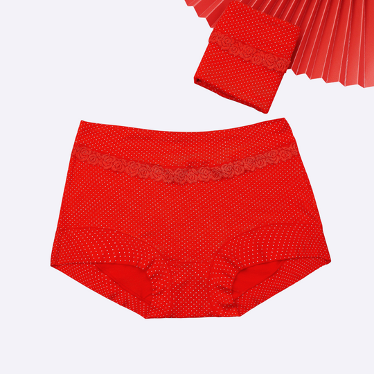 Cotton Panties for Women - Floral Lace Panty with Polka Dot Print #W8105