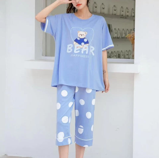 Oversized Happiness Bear Graphic Tee Pajamas #72139