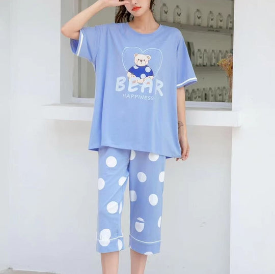Oversized Happiness Bear Graphic Tee Pajamas #72139