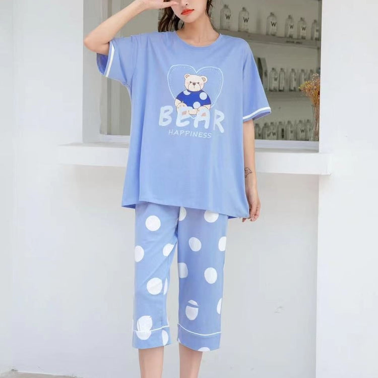 Oversized Happiness Bear Graphic Tee Pajamas #72139